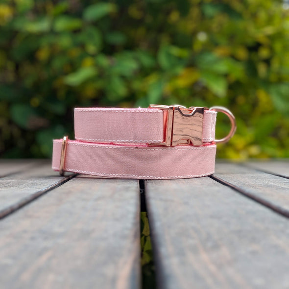 Pink Champagne Dog Collar and Leash Set Rose Gold Collection